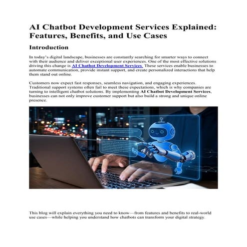 AI Chatbot Development Services: Features, Benefits & Use Cases | PDF