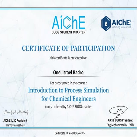 Onel Badro - Production of Acetone by Dehydrogenation of Isopropyl ...