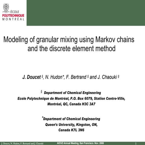 Modeling of Granular Mixing using Markov Chains and the Discrete Element Method