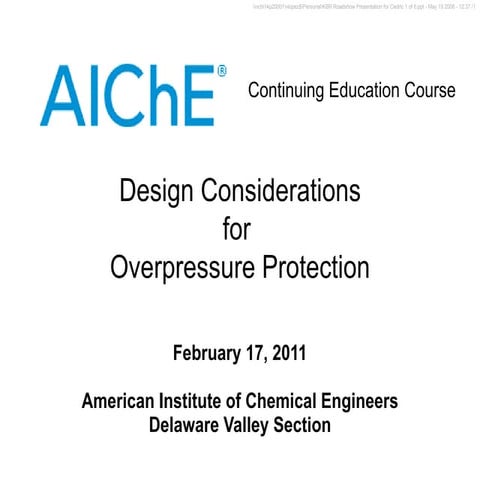 Ai Ch E Overpressure Protection Training