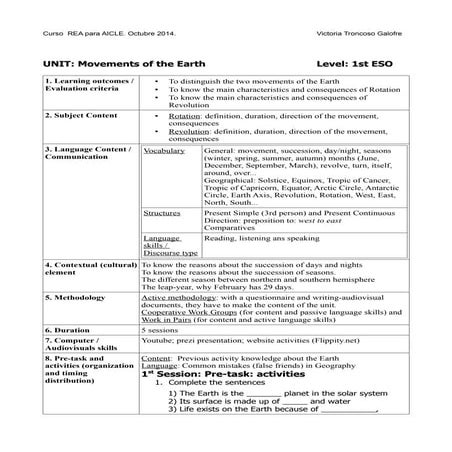 Aicle unit. movements of the earth