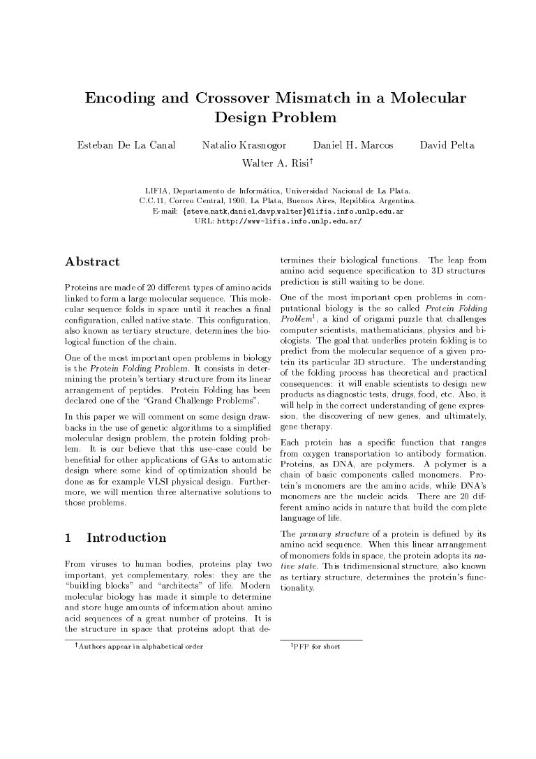 Aid 98 Paper Quot Encoding And Crossover Mismatch In A Molecular Des