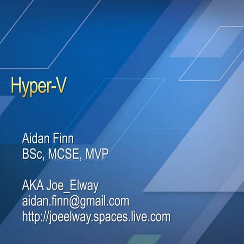 Aidan Finn   Hyper V   The Future Of Infrastructure