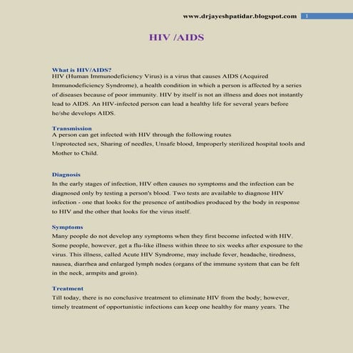 Investigatory Project on Aids | PDF