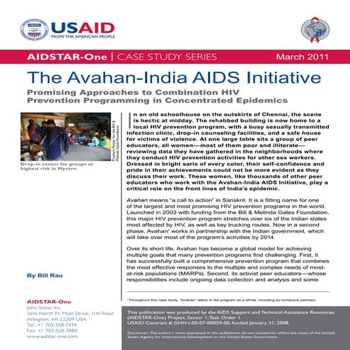 AIDSTAR-One Case Study: Avahan-India HIV/AIDS Initiative | PDF