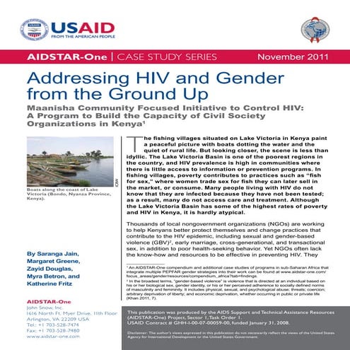 AIDSTAR-One Case Study: Addressing HIV and Gender from the Ground Up in Kenya