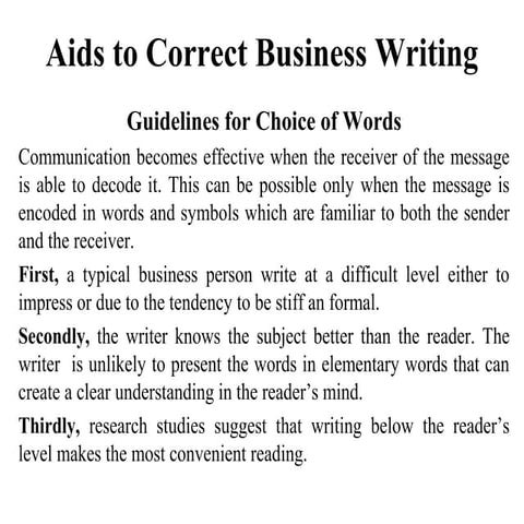 Aids to correct business writing 1 | PPT