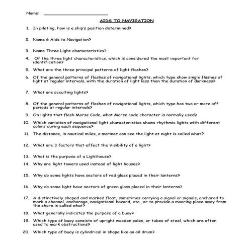 Aids to Navigation Notes