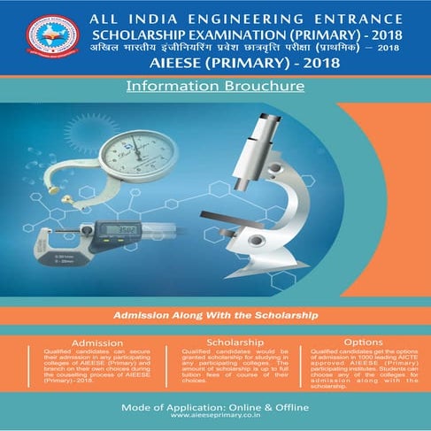 Information Brochure for AIEESE (Primary)- All India Engineering Entrance Scholarship Exam Test 2018