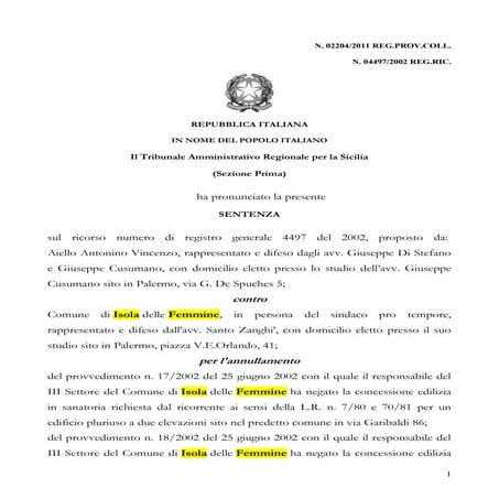 Aiello vincenzo ricorso tar 97 sentenza 2011  via garibaldi bungalow (2)