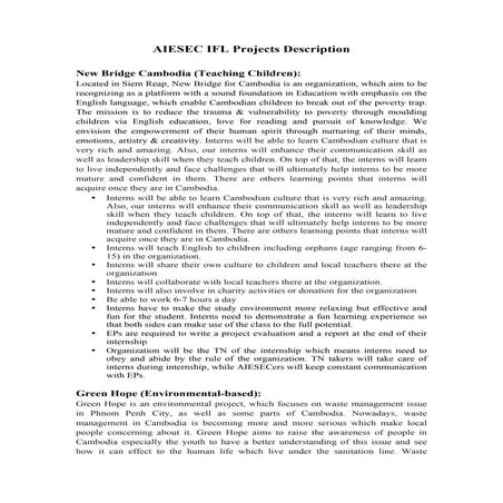 Aiesec ifl-projects-description | PDF