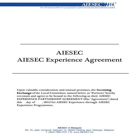 AIESEC_Experience Partnership Agreement