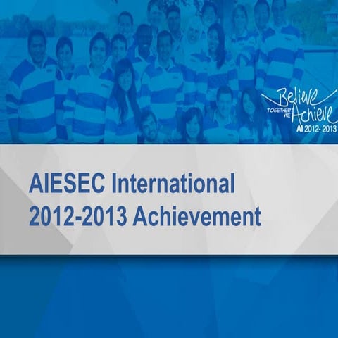 Aiesec international 2012 2013 strategy achievement 