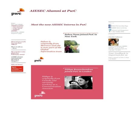 AIESEC Connect Newsletter Oct 2011 for Alumni and Supporters at PwC - part 2