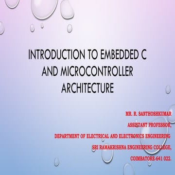 Introduction to Embedded SYSTEMS and Microcontroller Architecture