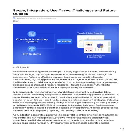 AI for control and risk management Scope, integration, use cases, challenges ...