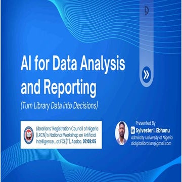 AI for Data Analysis and Reporting - Sylvester Ebhonu