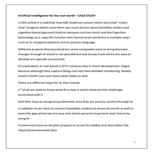 Ai for real world case study