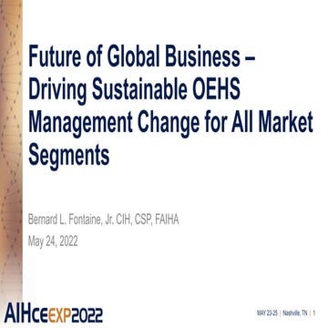 Future of Occupational and Environmental Health and Safety in Global Business