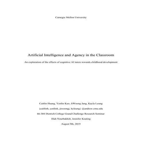 Artificial Intelligence and Agency in the Classroom