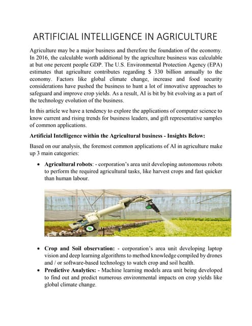 APPLICATION OF AI IN AGRICULTURE PPT visual data 2
