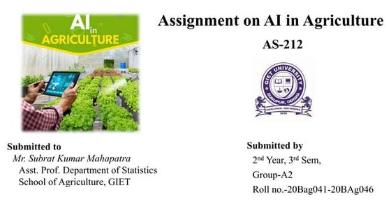 Artificial intelligence in agriculture | PPT