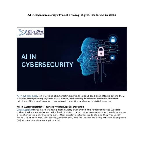 AI in Cybersecurity Transforming Digital Defense in 2025
