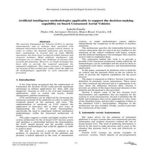 Ai in decision making capability on board unmanned aerial vehicle