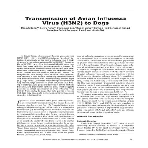 Dossier transmission: Transmission of Avian Influenza  Virus to Dogs