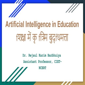Artificial Intelligence in Education - General perspective