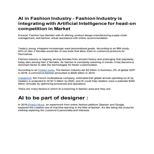 AI in Fashion Industry  