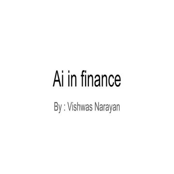 Ai in finance