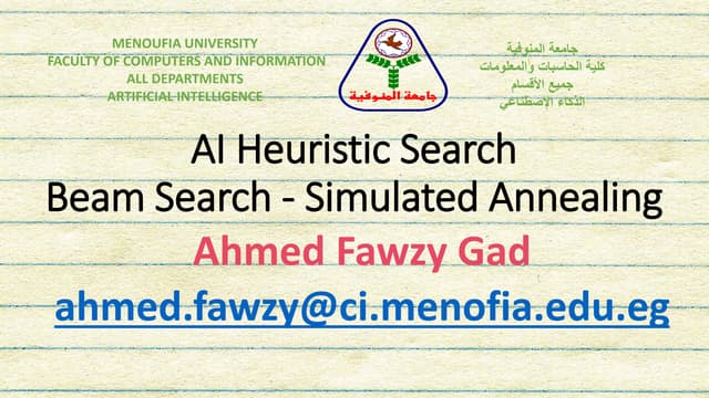 AI Heuristic Search - Beam Search - Simulated Annealing