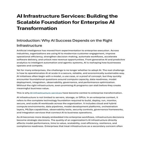 AI Infrastructure Services: Building the Scalable Foundation for ...
