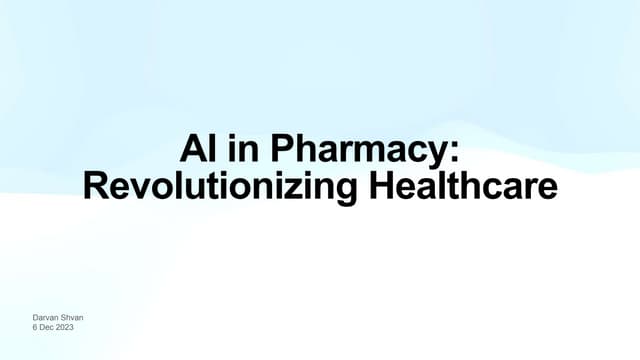 AI in pharmacy: Revolutionizing Healthcare