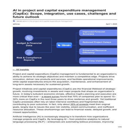 AI in project and capital expenditure management CapEx Scope ...