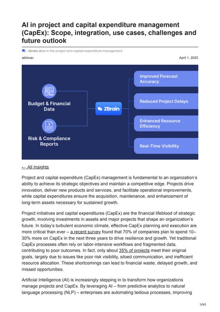 AI in project and capital expenditure management CapEx Scope integration use ...