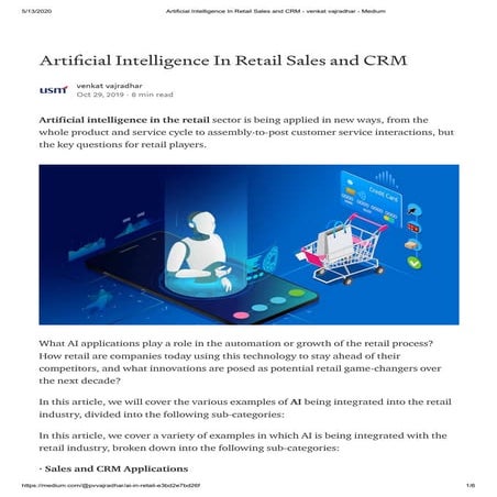 Ai in retail sales and crm   venkat vajradhar - medium