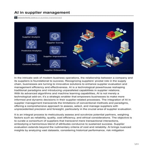AI IN SUPPLIER MANAGEMENT: THE NEW FRONTIER IN PROCUREMENT INNOVATION | PDF