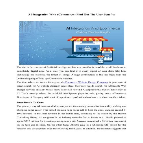 AI Integration with eCommerce - User Benefits