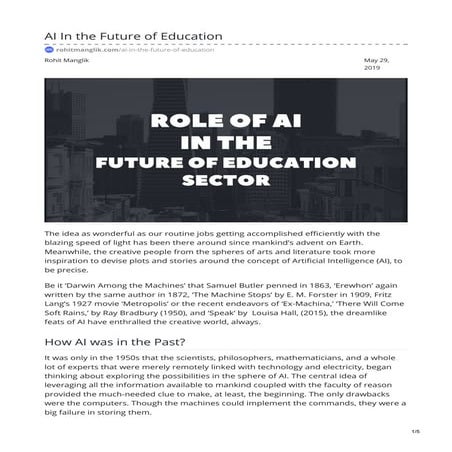 Ai in the Future of Education by Rohit Manglik