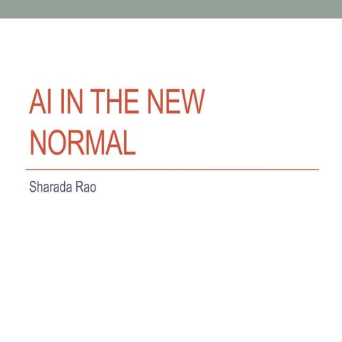 AI in the new normal post Covid