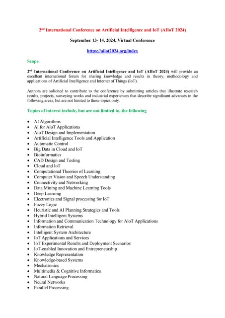 2nd International Conference On Artificial Intelligence And Iot Aiiot 2024 Pdf 2nd International Conference On Artificial Intelligence And Iot Aiiot 2024 Pdf