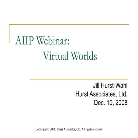 AIIP Webinar: Virtual Worlds