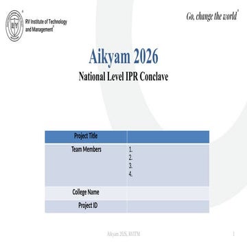 Innovative Project Presentation for Aikyam 2026 National Level IPR ...