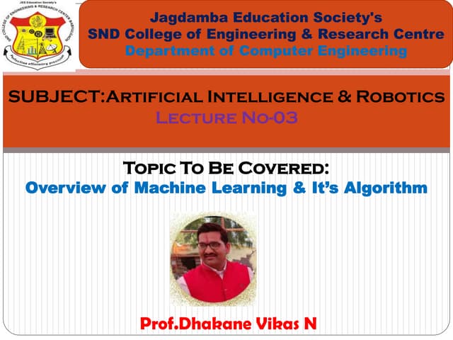Overview of Machine Learning & It s Algorithm