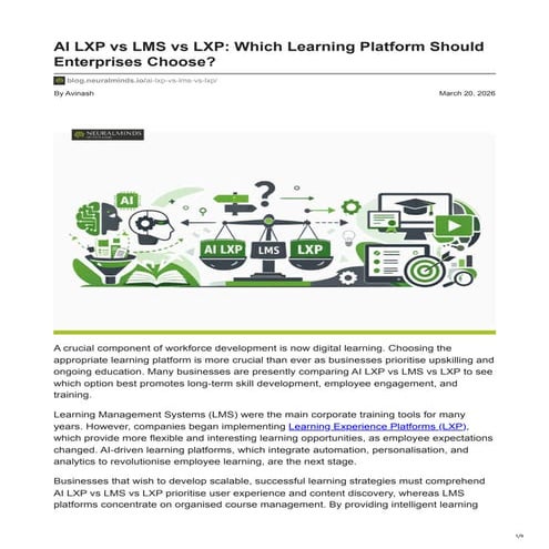 AI LXP vs LMS: Which Learning Platform to Choose? | PDF