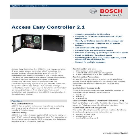 Bosch AIM-AEC21-CVT Data Sheet