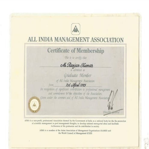 Aima certificate