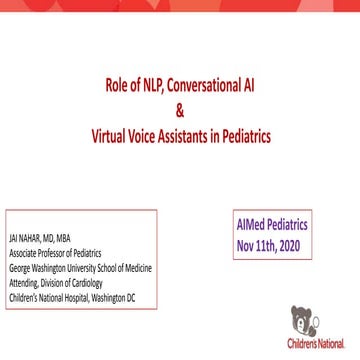 Role of NLP, Conversational AI & Virtual Voice Assistants in Pediatrics